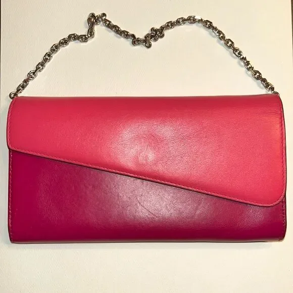 - Authentic Cristian Dior Leather Pink/Coral Wallet on a Chain - Picture 3 of 17